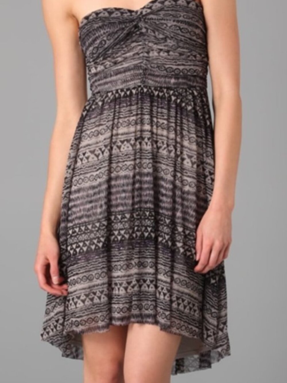 Tribal Indie Boho Festival-Chic Free People Watercolor Strapless Dress size XS